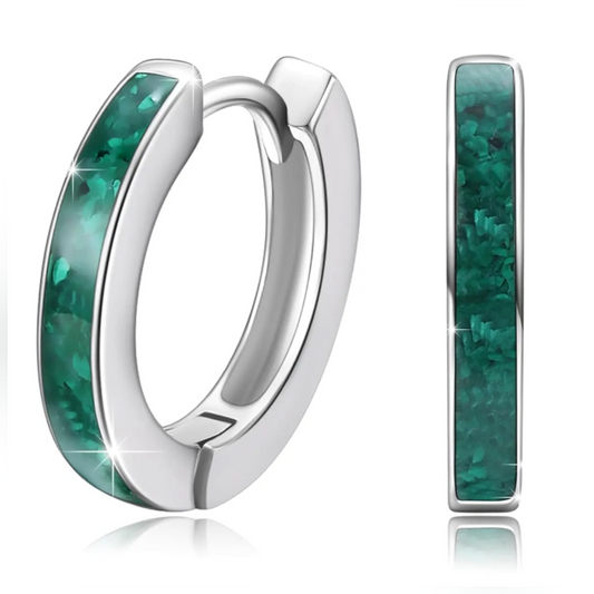 14mm 925 Sterling Silver Simulated Opal Hoop Earrings Women Hypoallergenic Huggie Hinged Colorful Jewelry Gift