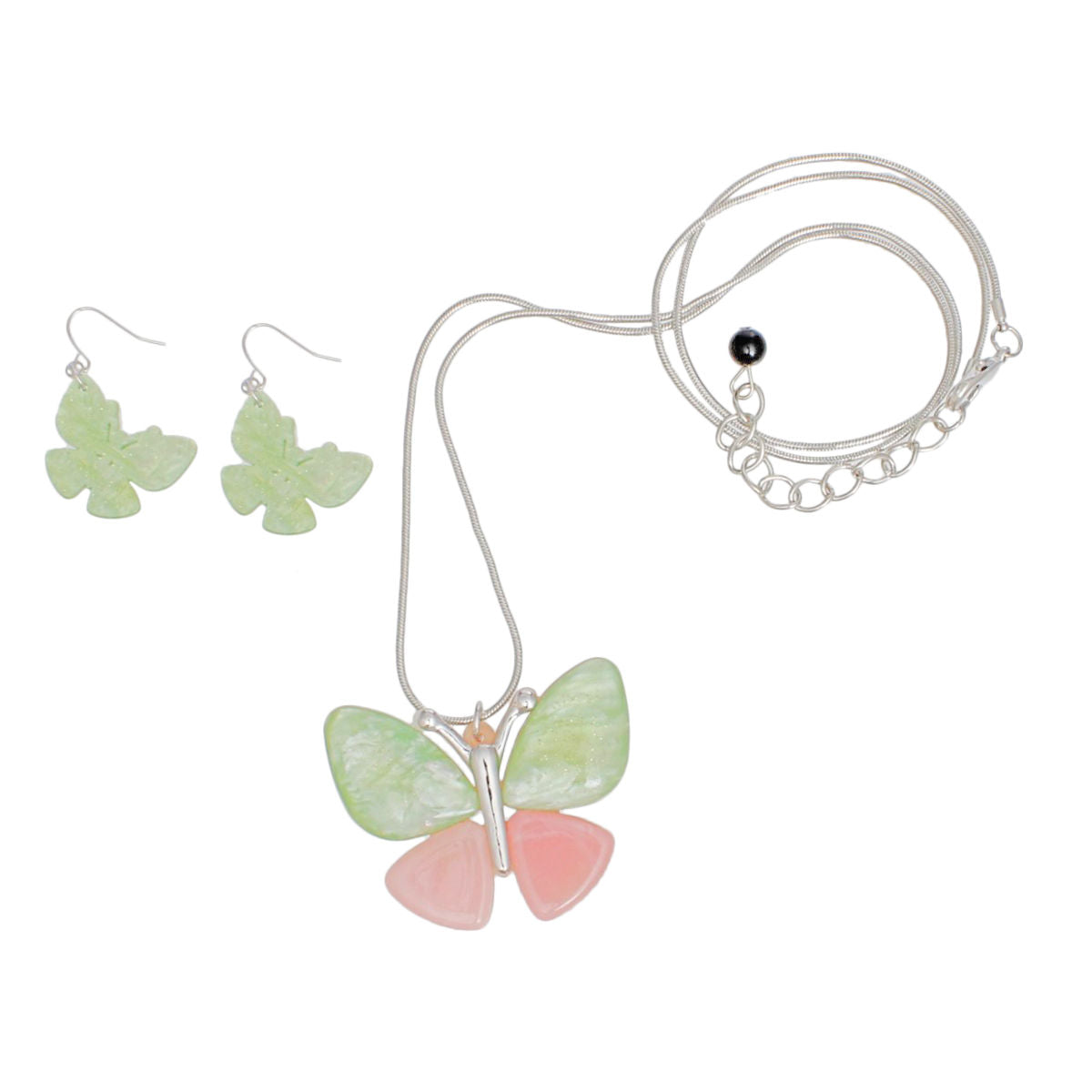 Pink Green Butterfly Long Chain Set
