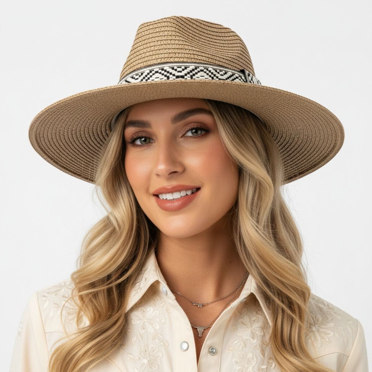 Camel Straw Panama Fedora