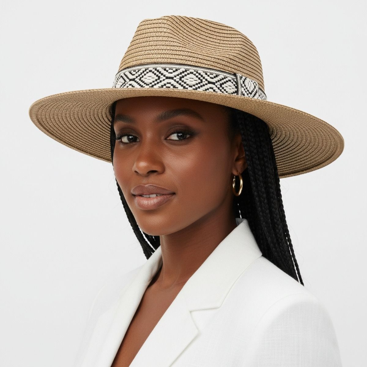 Camel Straw Panama Fedora