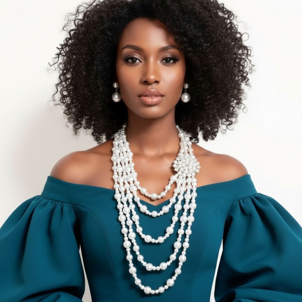 Elegance in White: Pearl Brooch Necklace