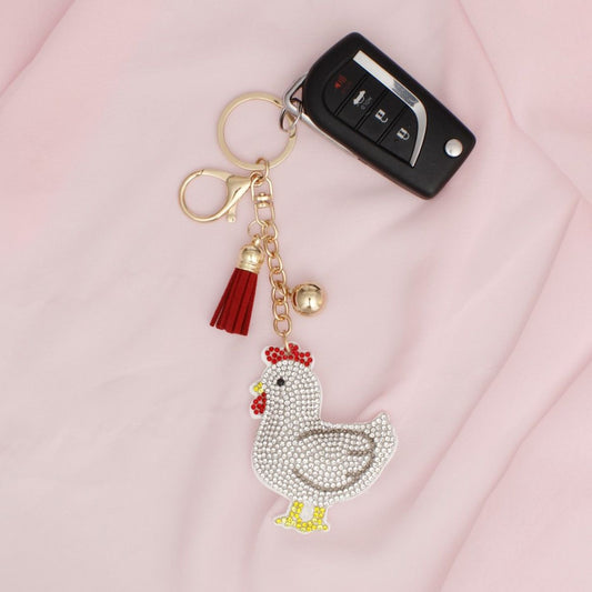 Keychain Farmhouse Chic White Rooster Bag Charm