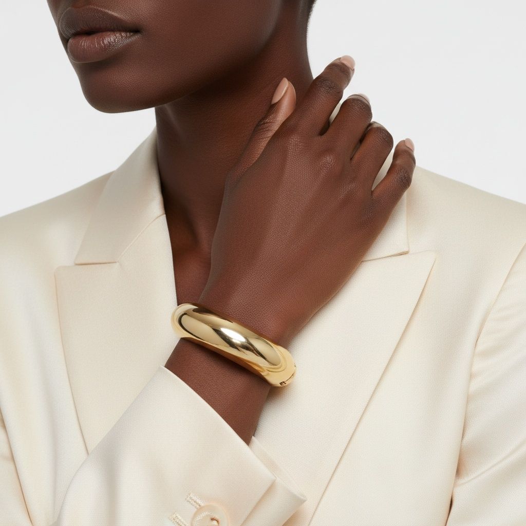 Bangle Smooth Gold Sculpted Shine Sleek Bracelet