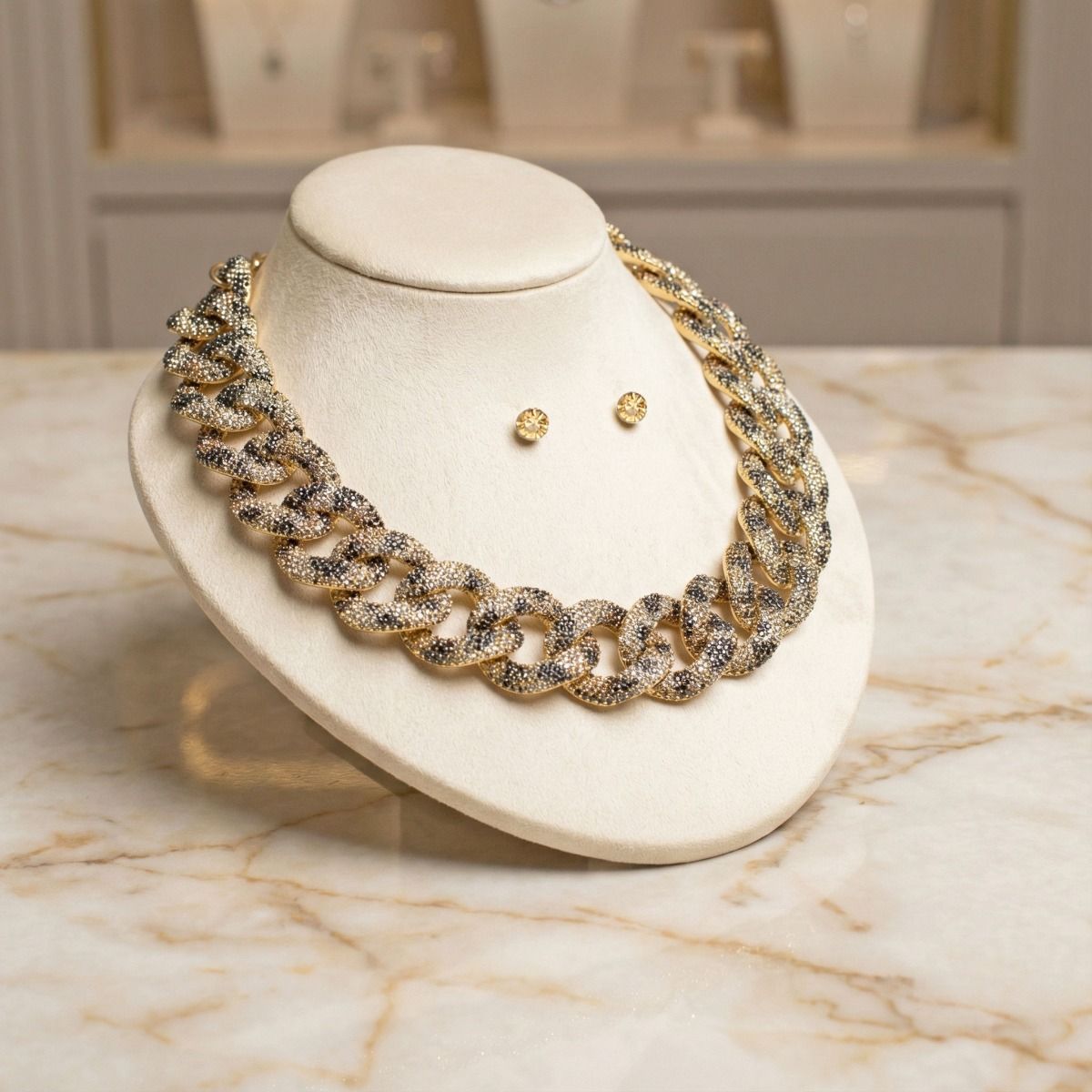 Chain Wild Child Leopard Stone Encrusted Necklace