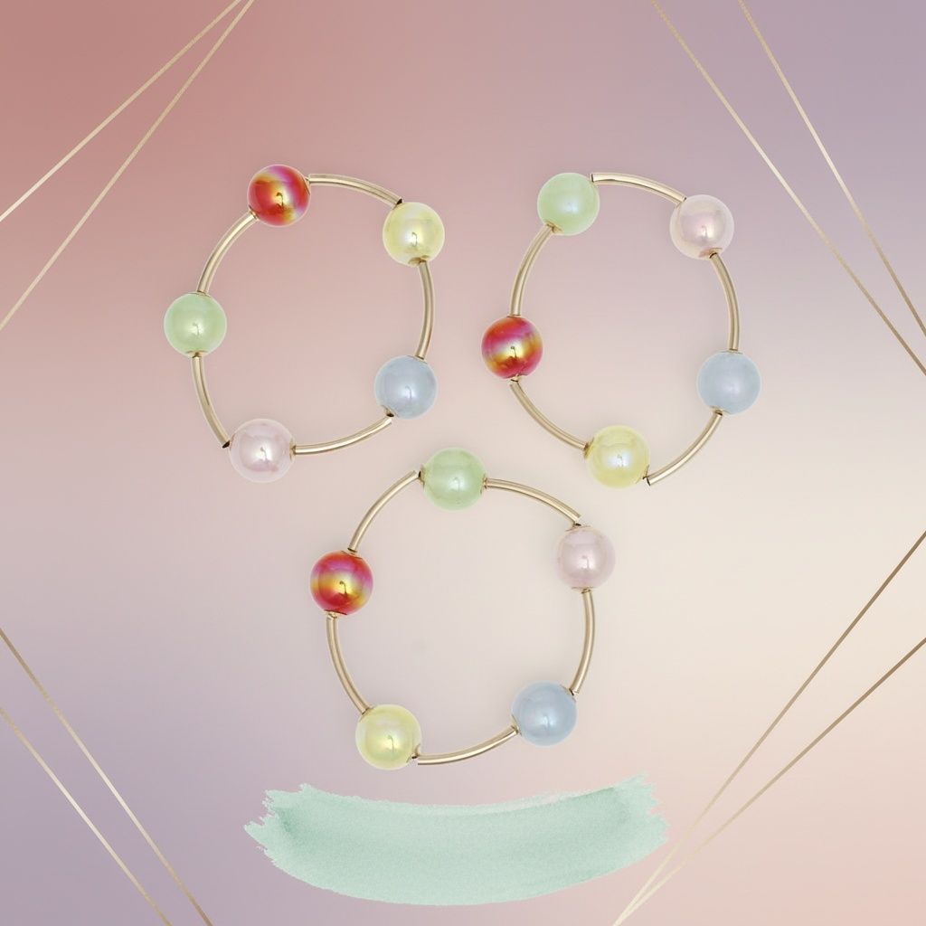 High Gloss Multicolor Pearlescent 3pc Bracelets