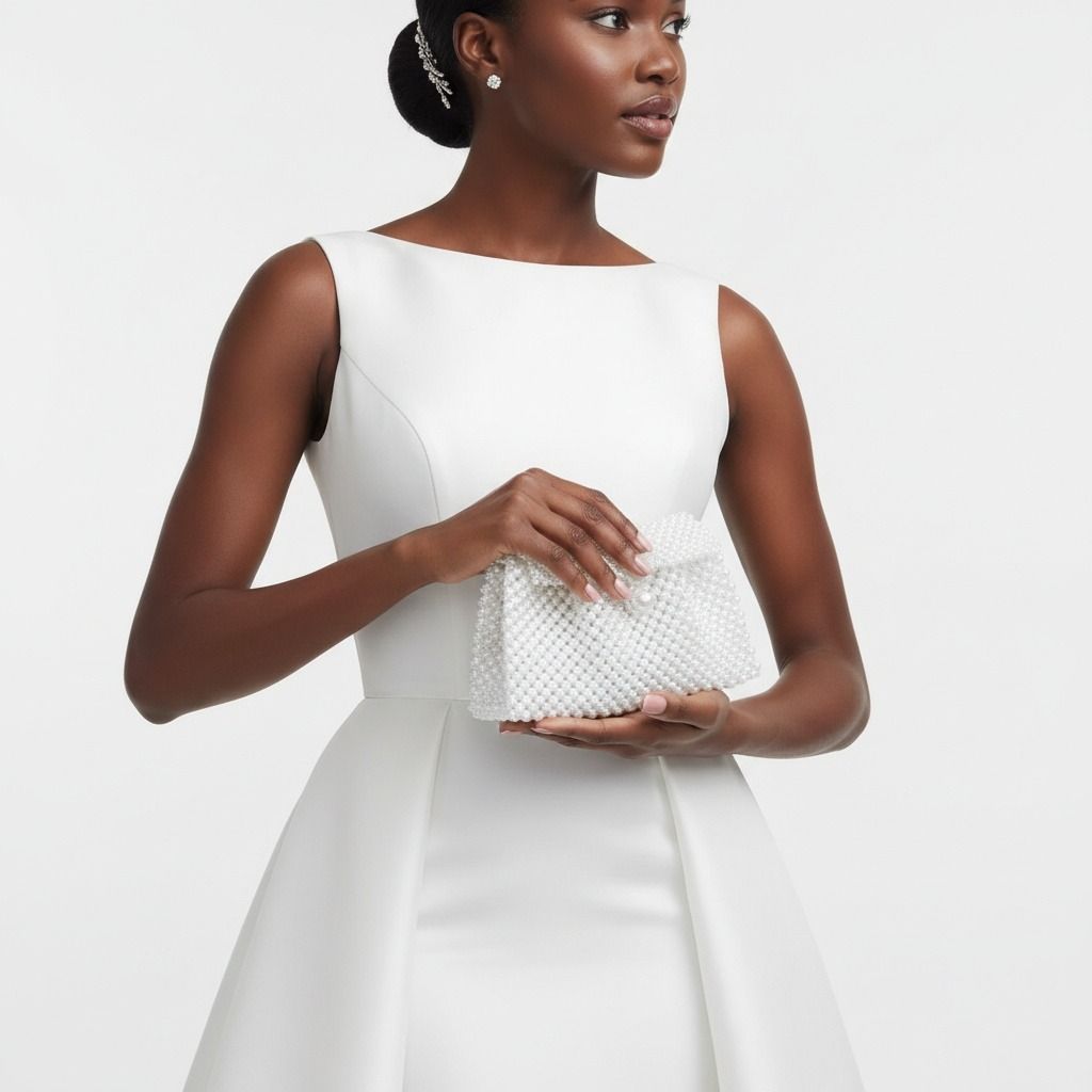 Evening Clutch White Pearl Woven Handmade Flap Bag