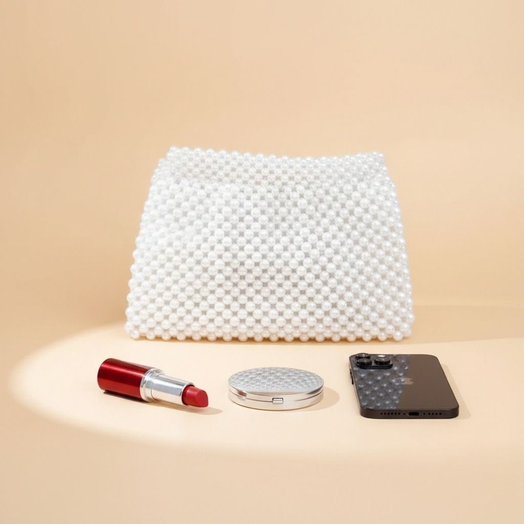 Evening Clutch White Pearl Woven Handmade Flap Bag